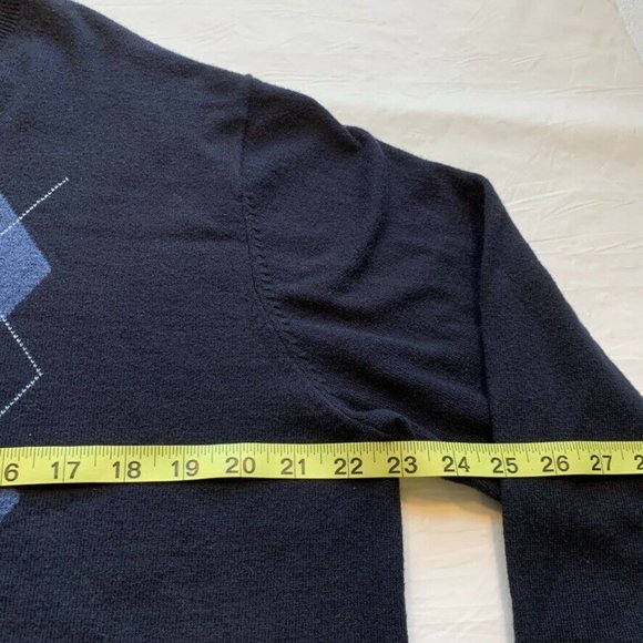 Sebastian Cooper Cotton Cashmere Blend Argyle Sweater Modern Fit Knit V Neck XL - Picture 9 of 11